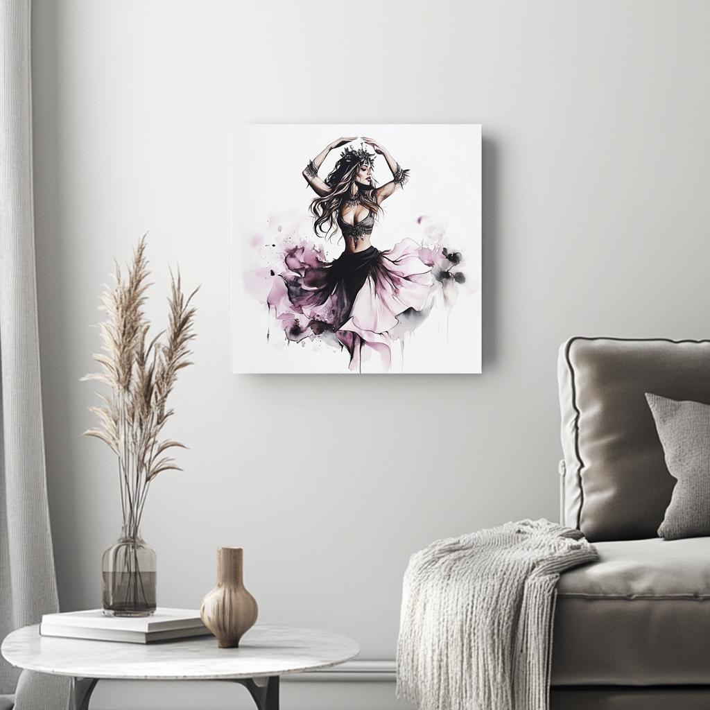 Purple Watercolor III Belly Dance Canvas Art 16 in x 16 in