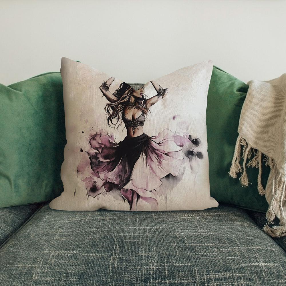 Purple Watercolor Iii Belly Dance Throw Pillow 18 in x 18 in