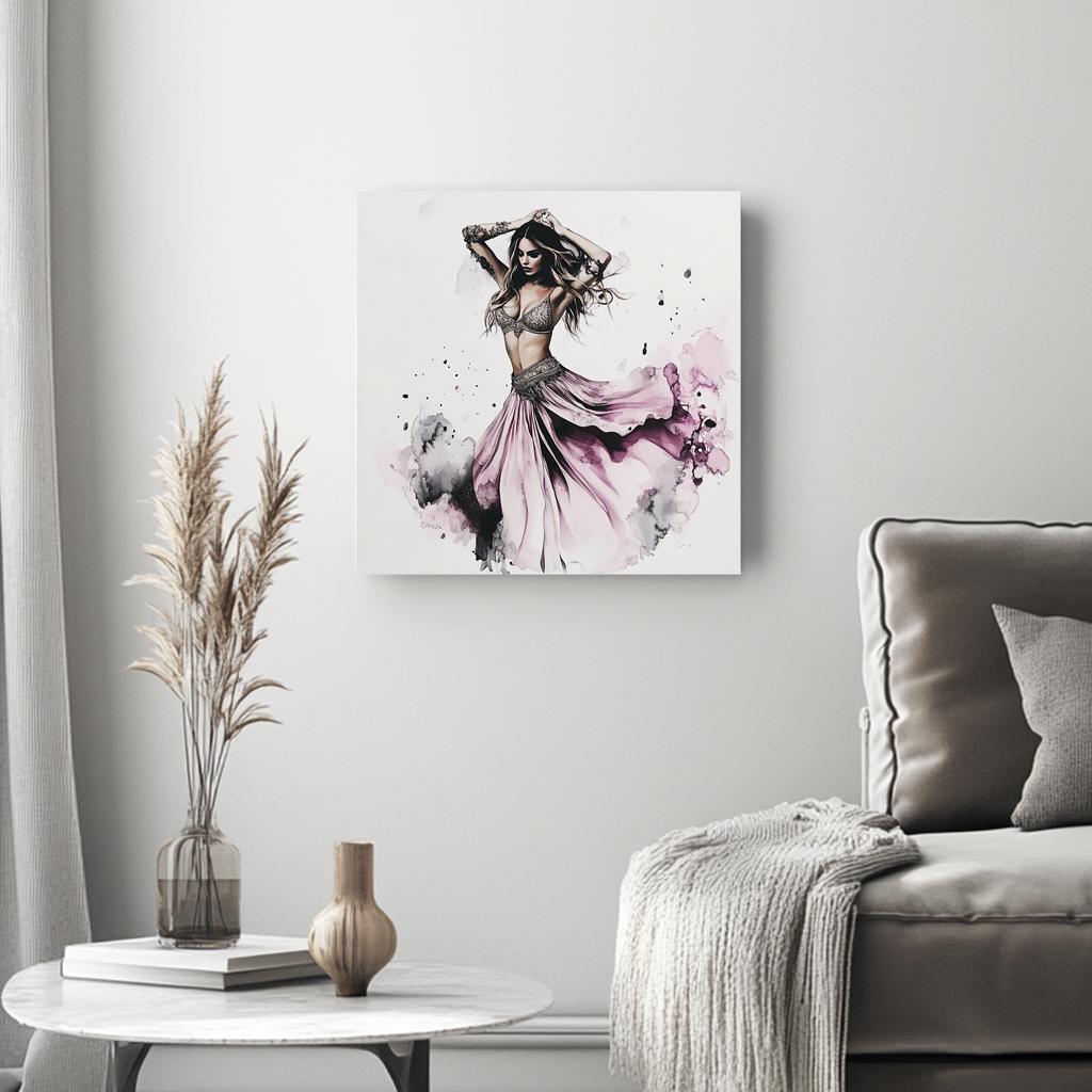 Purple Watercolor IV Belly Dance Canvas Art 16 in x 16 in