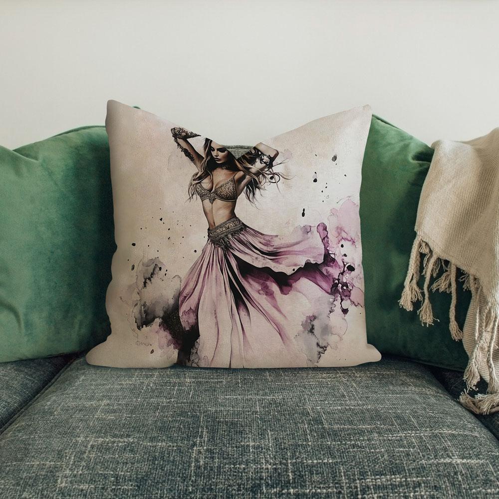 Purple Watercolor Iv Belly Dance Throw Pillow 18 in x 18 in