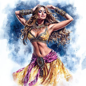 Purple Yellow in Motion I Watercolor Purple - Belly Dance Art Download