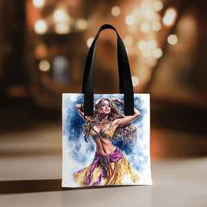 Purple Yellow in Motion I Watercolor Purple - Belly Dance Fashion Tote Bag