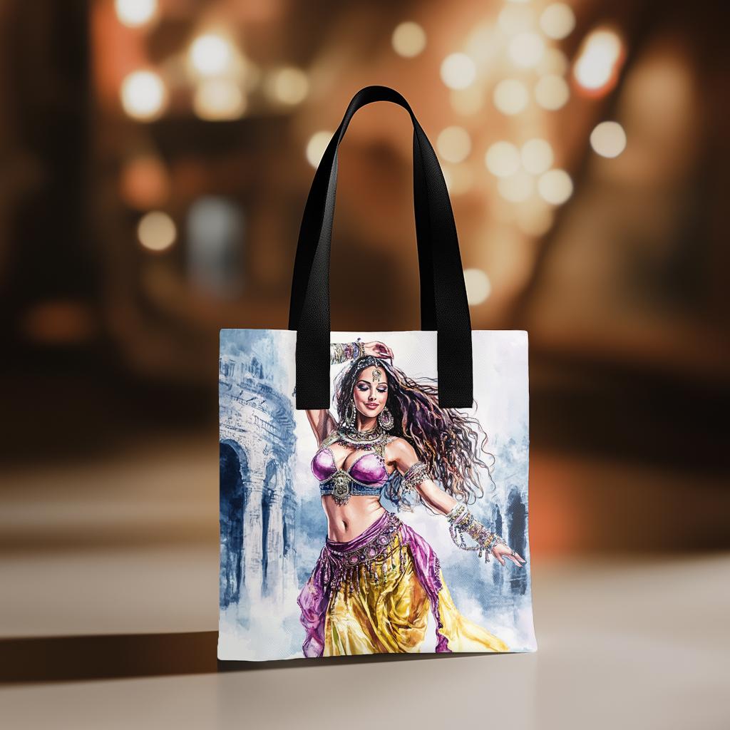 Purple Yellow in Motion II Watercolor Purple - Belly Dance Fashion Tote Bag