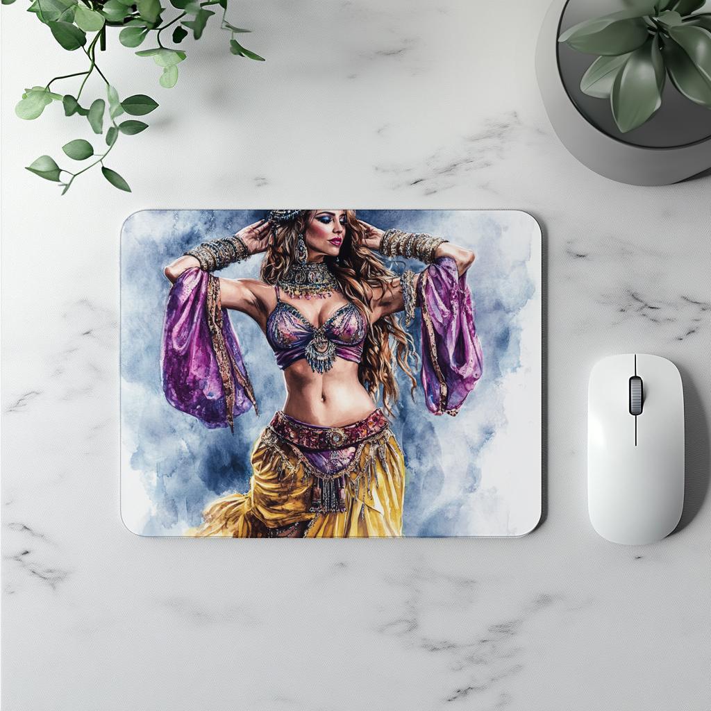 Purple Yellow in Motion III Watercolor Purple - Belly Dance Office Decor | Mouse Pads