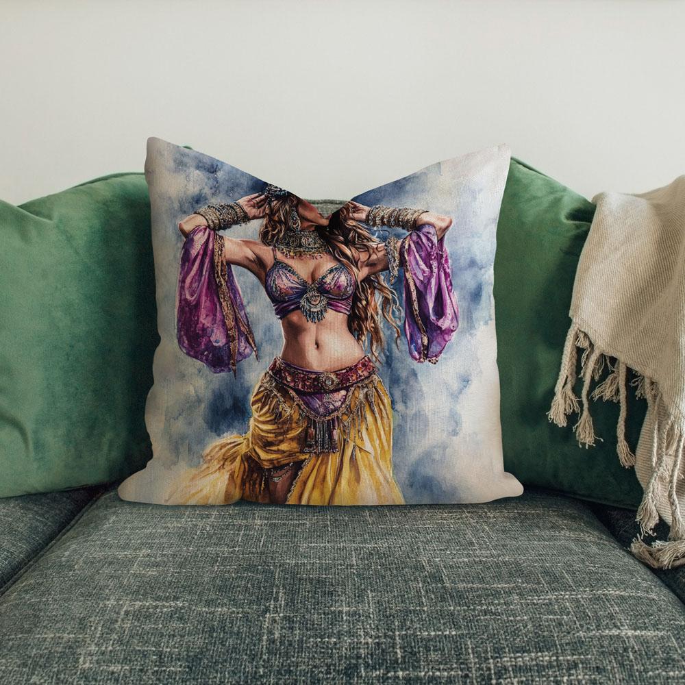 Purple Yellow In Motion Iii Belly Dance Throw Pillow 18 in x 18 in