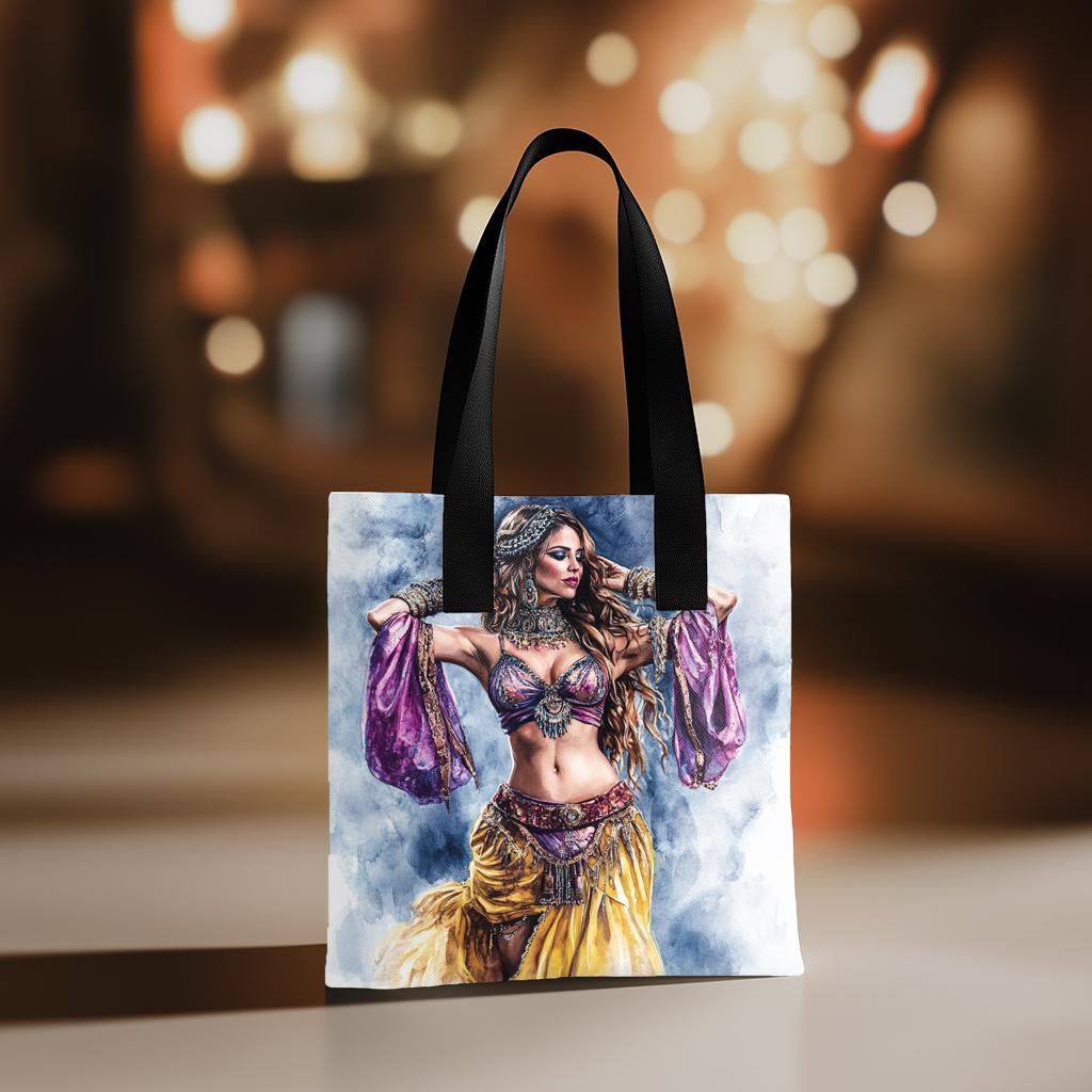 Purple Yellow in Motion III Watercolor Purple - Belly Dance Fashion Tote Bag