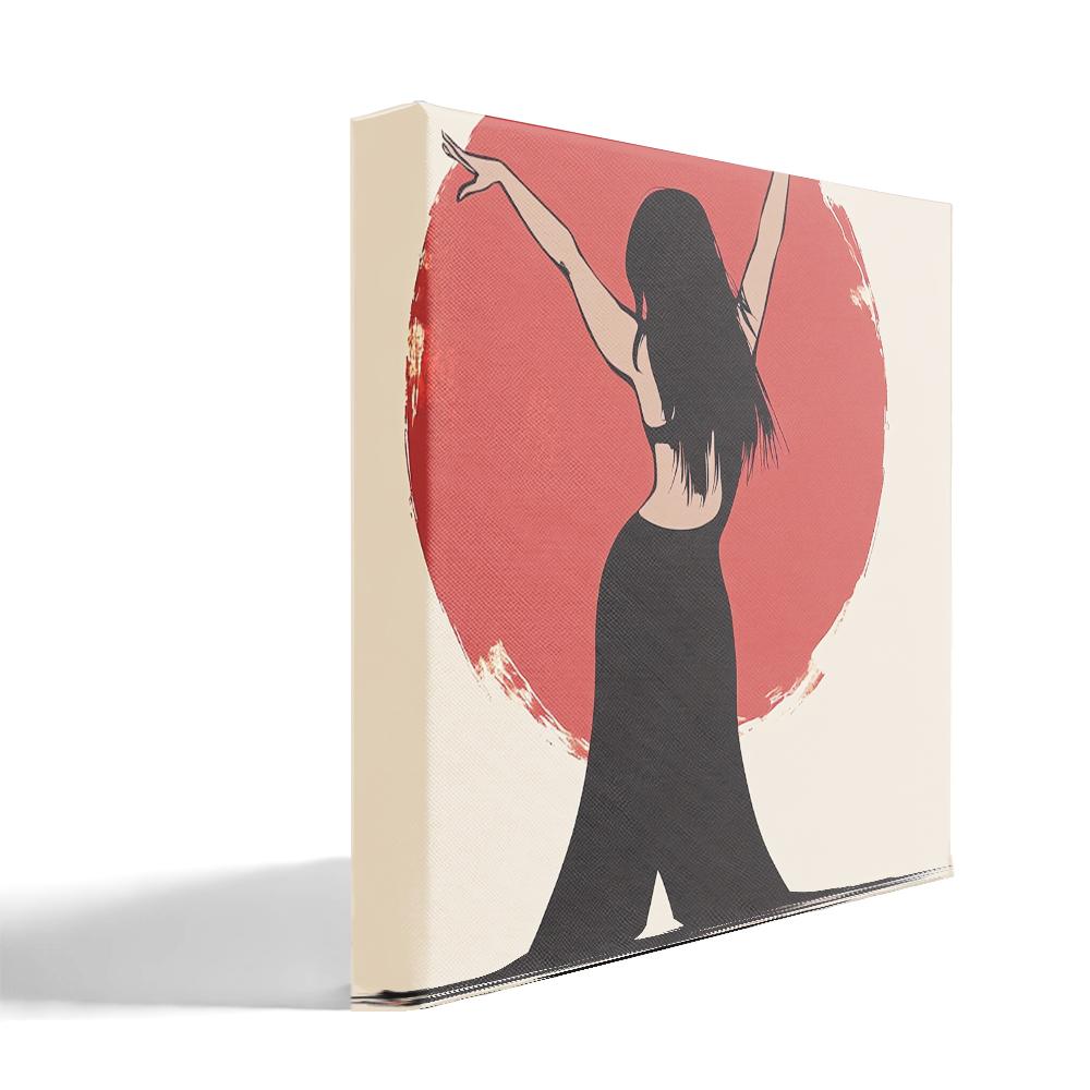 Red Moon Tribal I Belly Dance Canvas Art 16 in x 16 in
