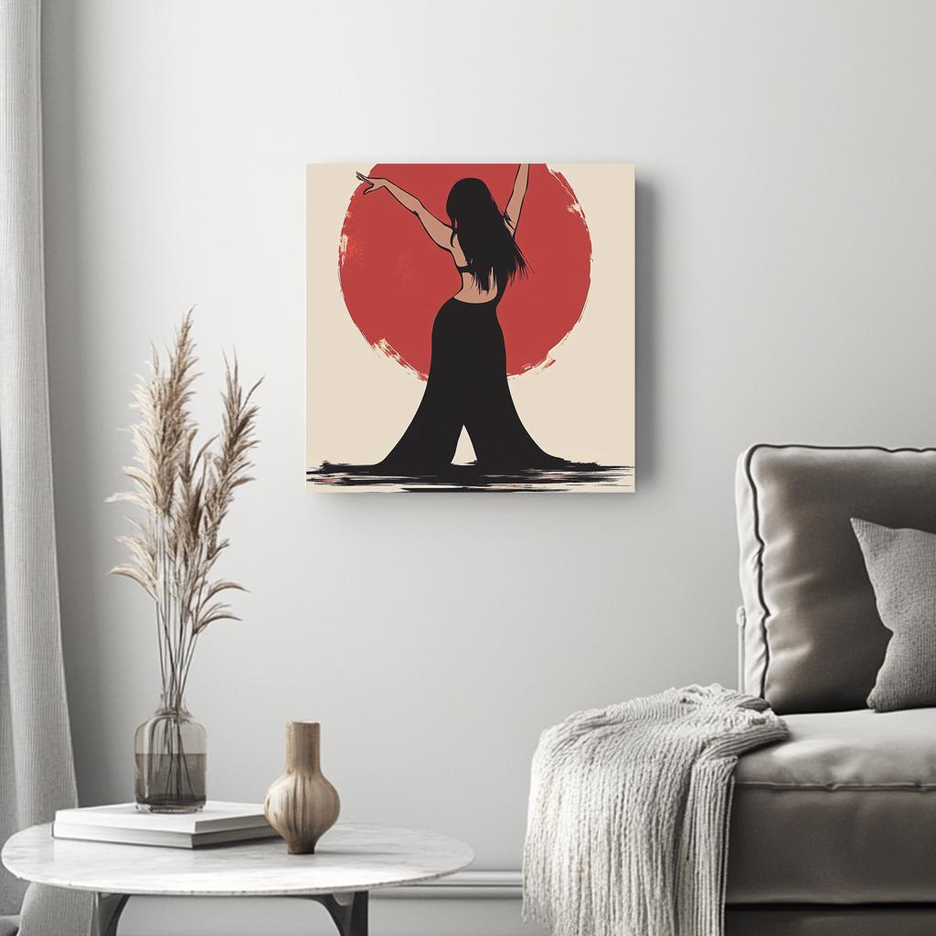 Red Moon Tribal I Belly Dance Canvas Art 16 in x 16 in