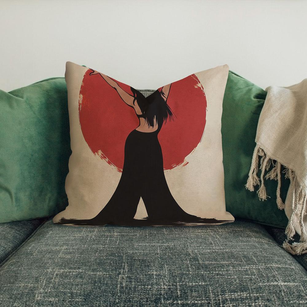 Red Moon Tribal I Belly Dance Throw Pillow 18 in x 18 in