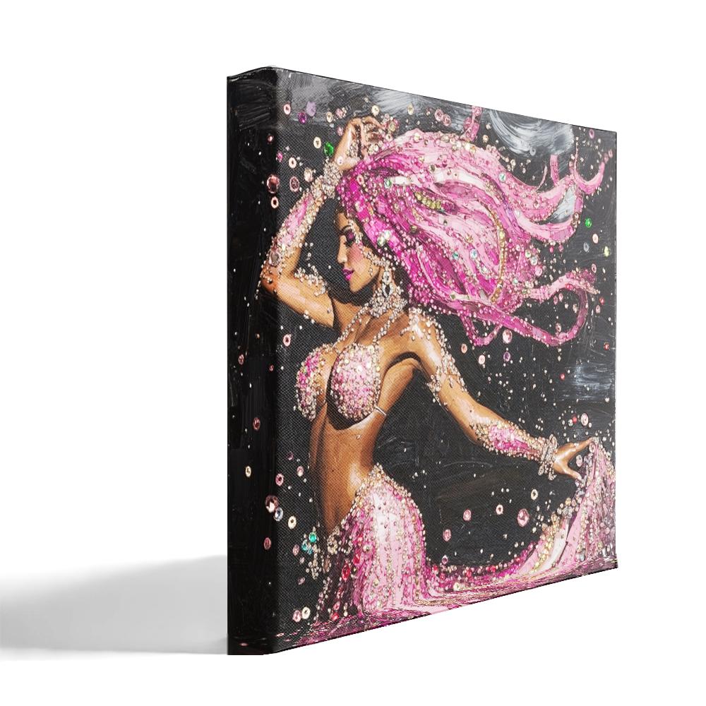 Rhinestone Pink I Belly Dance Canvas Art 16 in x 16 in