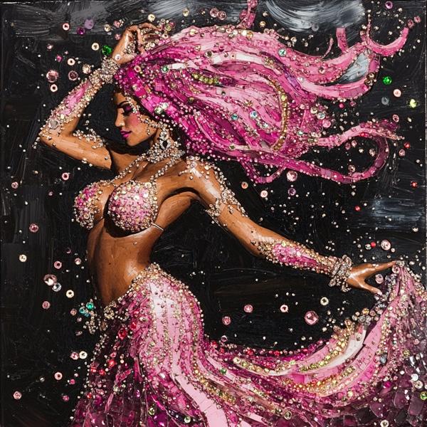 Rhinestone Pink I Watercolor Purple - Belly Dance Art Download