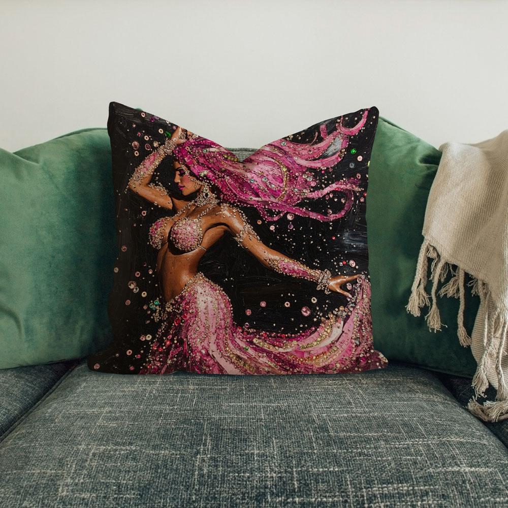 Rhinestone Pink I Belly Dance Throw Pillow 18 in x 18 in