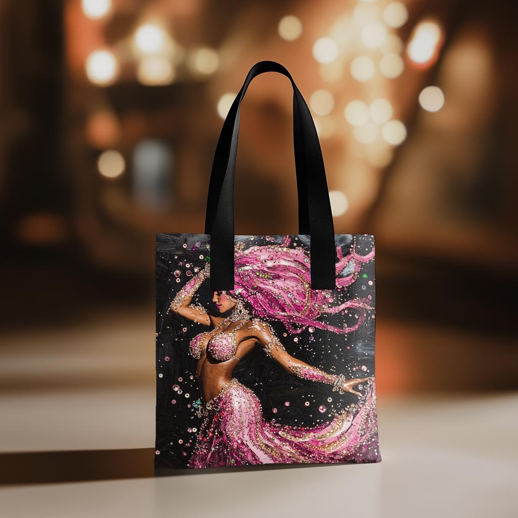 Rhinestone Pink I Watercolor Purple - Belly Dance Fashion Tote Bag