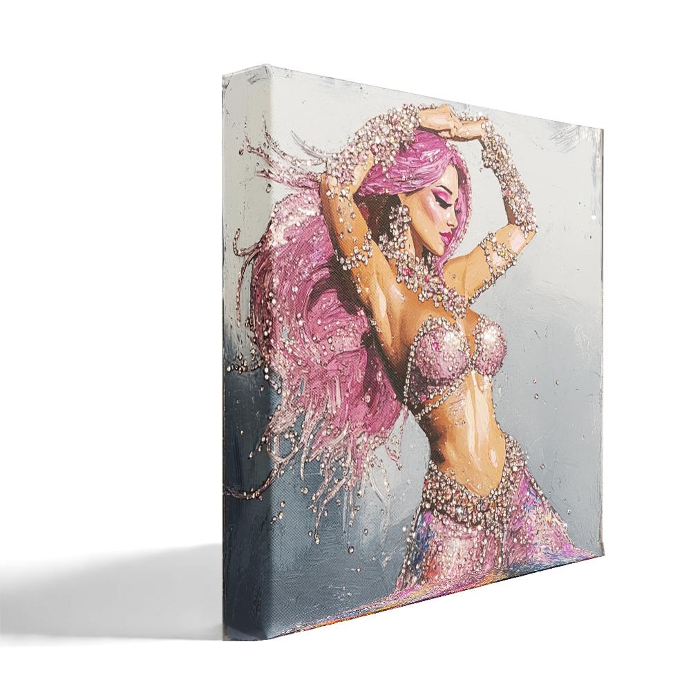 Rhinestone Pink II Belly Dance Canvas Art 16 in x 16 in