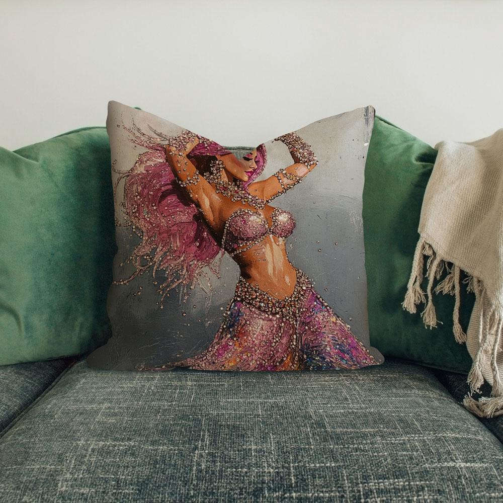 Rhinestone Pink Ii Belly Dance Throw Pillow 18 in x 18 in