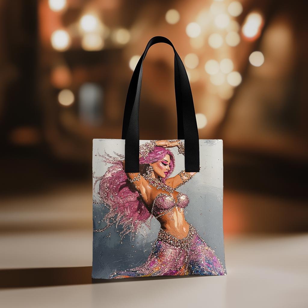 Rhinestone Pink II Watercolor Purple - Belly Dance Fashion Tote Bag