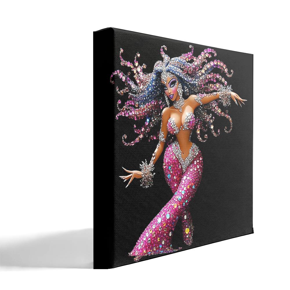 Rhinestone Pink IV Belly Dance Canvas Art 16 in x 16 in