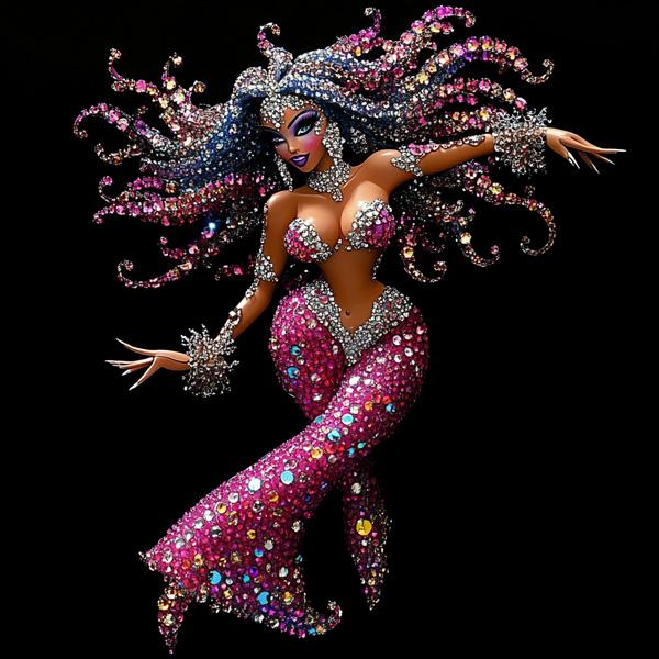 Rhinestone Pink IV Watercolor Purple - Belly Dance Art Download