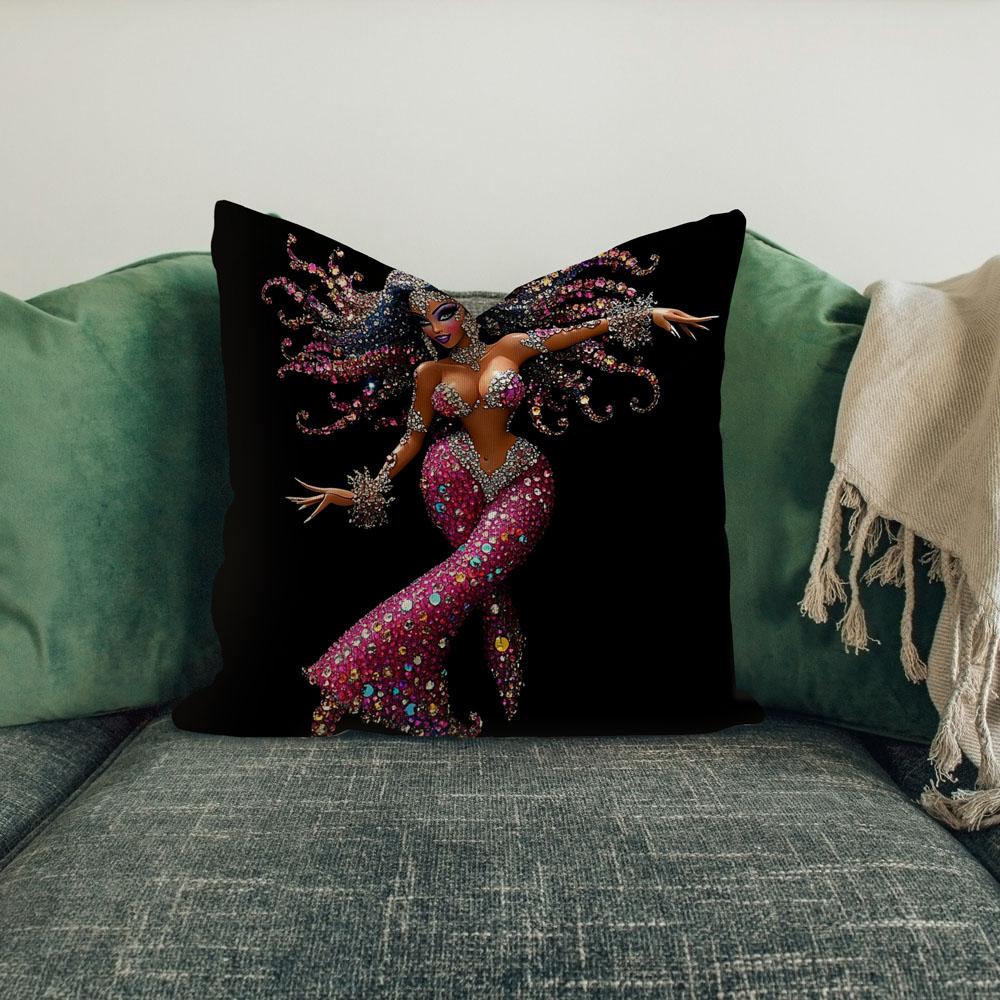 Rhinestone Pink Iv Belly Dance Throw Pillow 18 in x 18 in