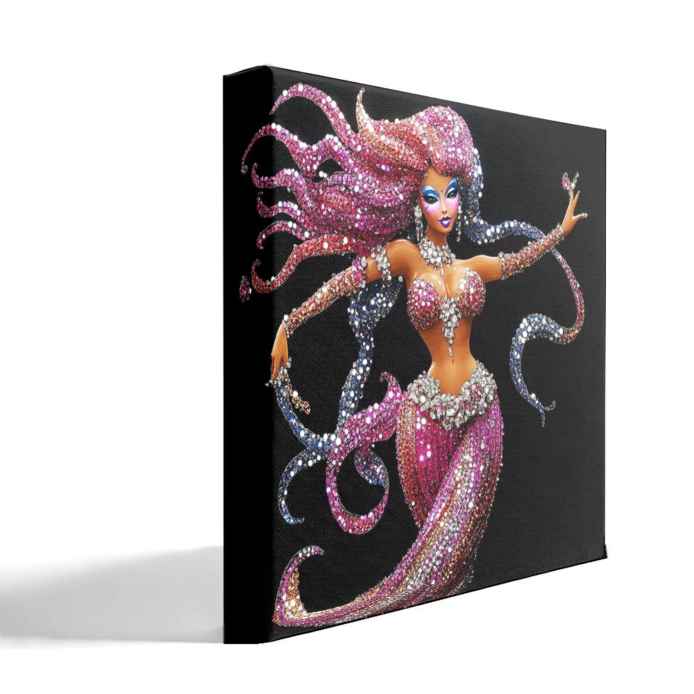 Rhinestone Pink V Belly Dance Canvas Art 16 in x 16 in