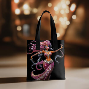 Rhinestone Pink V Watercolor Purple - Belly Dance Fashion Tote Bag