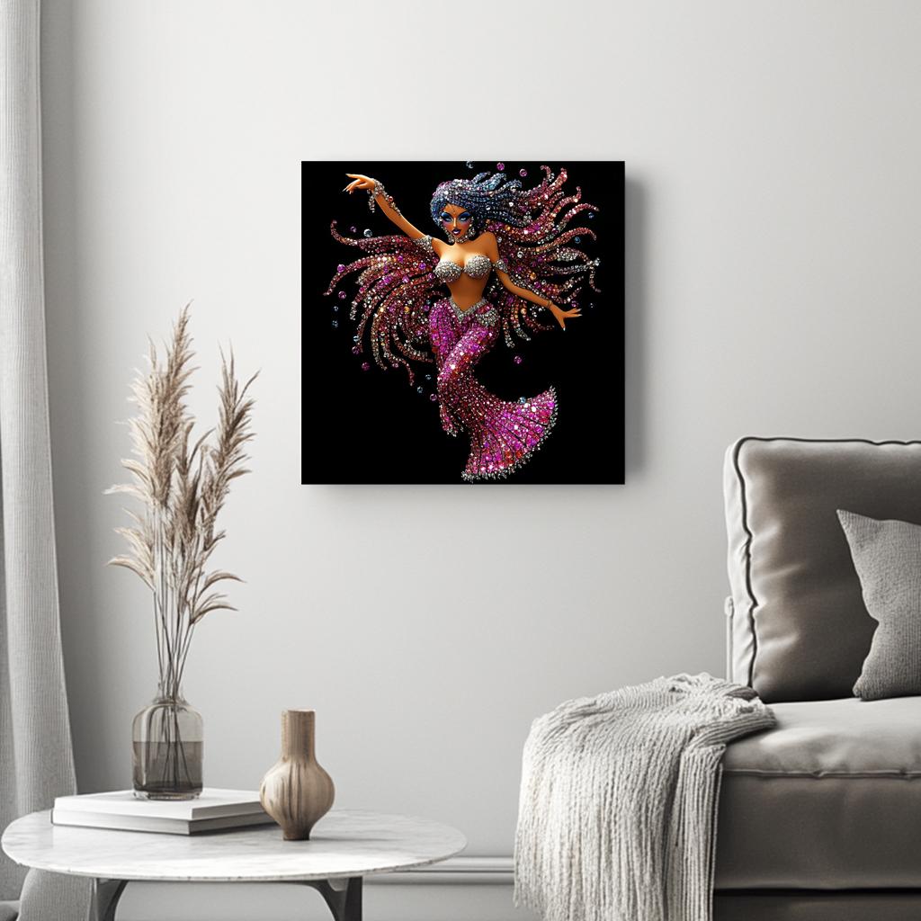 Rhinestone Pink VI Belly Dance Canvas Art 16 in x 16 in