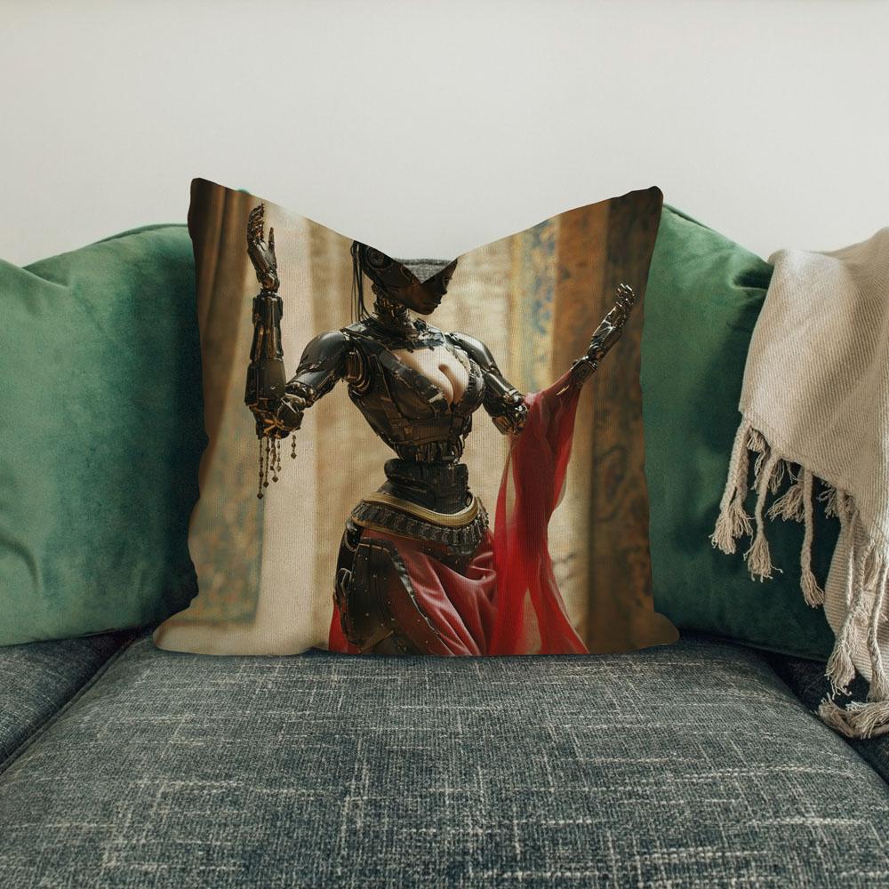 Robot Futuristic Ii Belly Dance Throw Pillow 18 in x 18 in