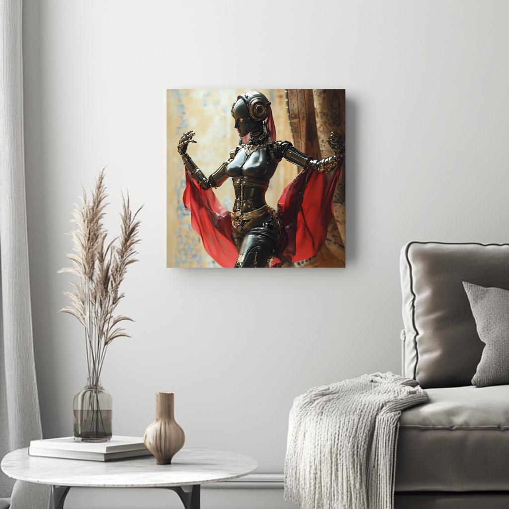 Robot Futuristic III Belly Dance Canvas Art 16 in x 16 in