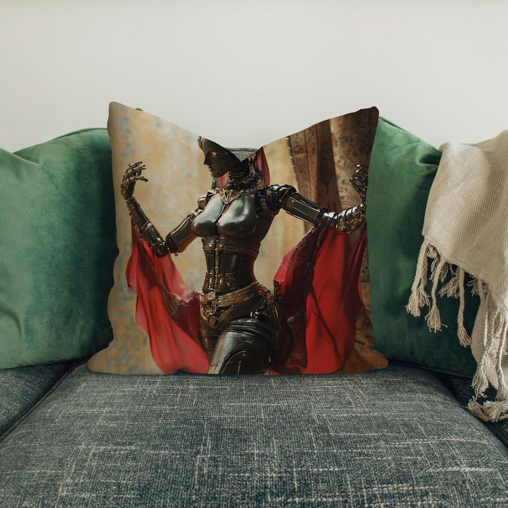Robot Futuristic Iii Belly Dance Throw Pillow 18 in x 18 in