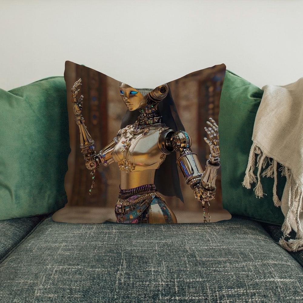 Robot Futuristic Iv Belly Dance Throw Pillow 18 in x 18 in