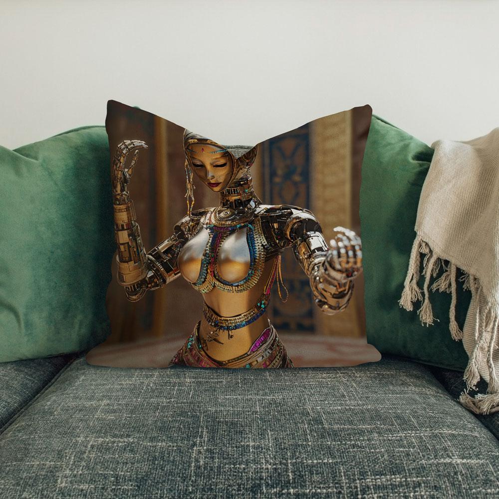 Robot Futuristic V Belly Dance Throw Pillow 18 in x 18 in