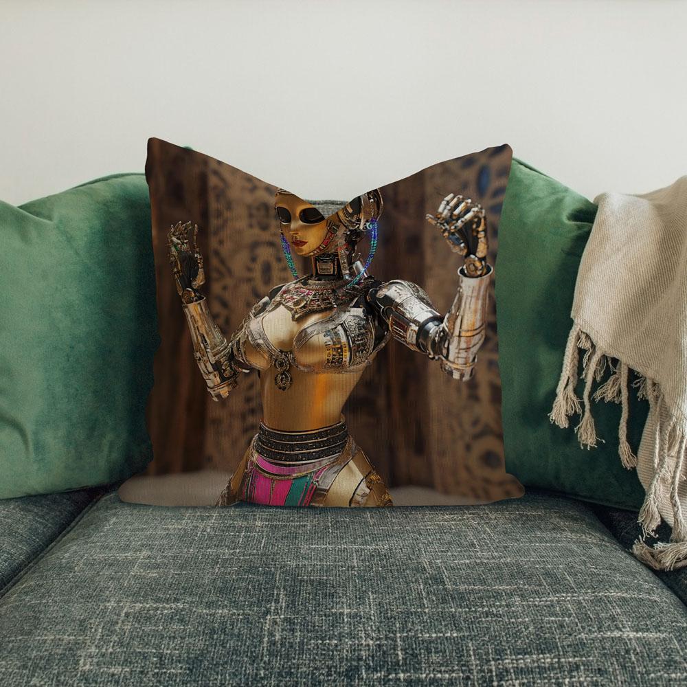 Robot Futuristic Vi Belly Dance Throw Pillow 18 in x 18 in