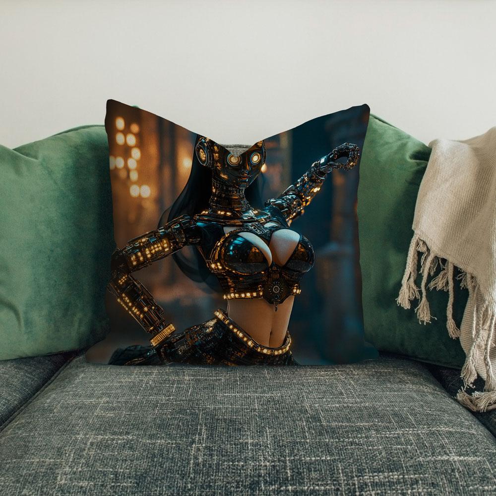 Robot Futuristic Vii Belly Dance Throw Pillow 18 in x 18 in