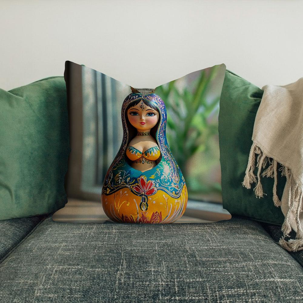 Russian Doll Concept I Belly Dance Throw Pillow 18 in x 18 in