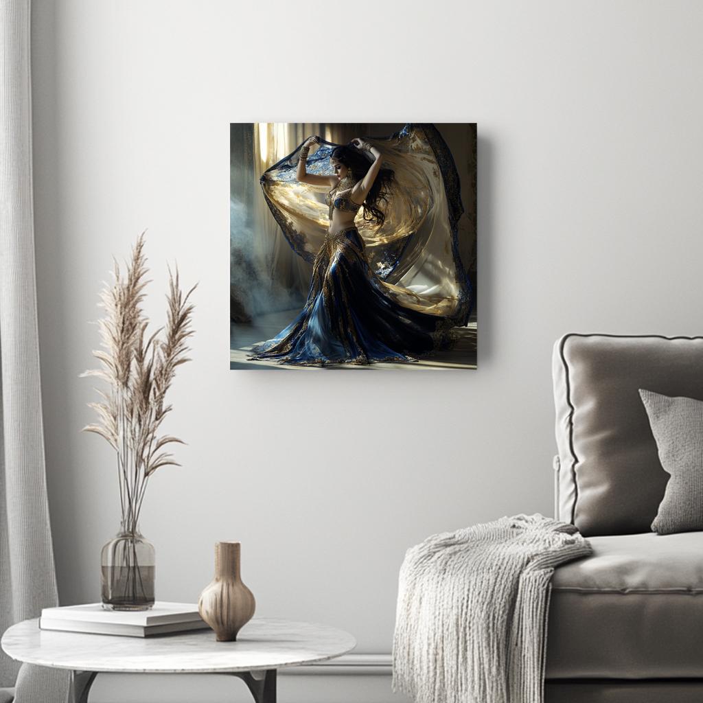 Sapphire Reveries I Belly Dance Canvas Art 16 in x 16 in
