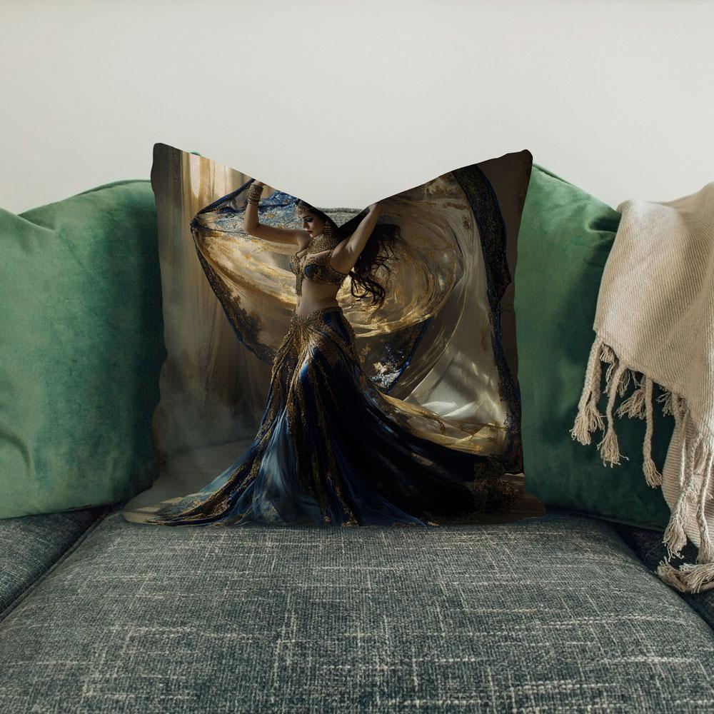 Sapphire Reveries I Belly Dance Throw Pillow 18 in x 18 in