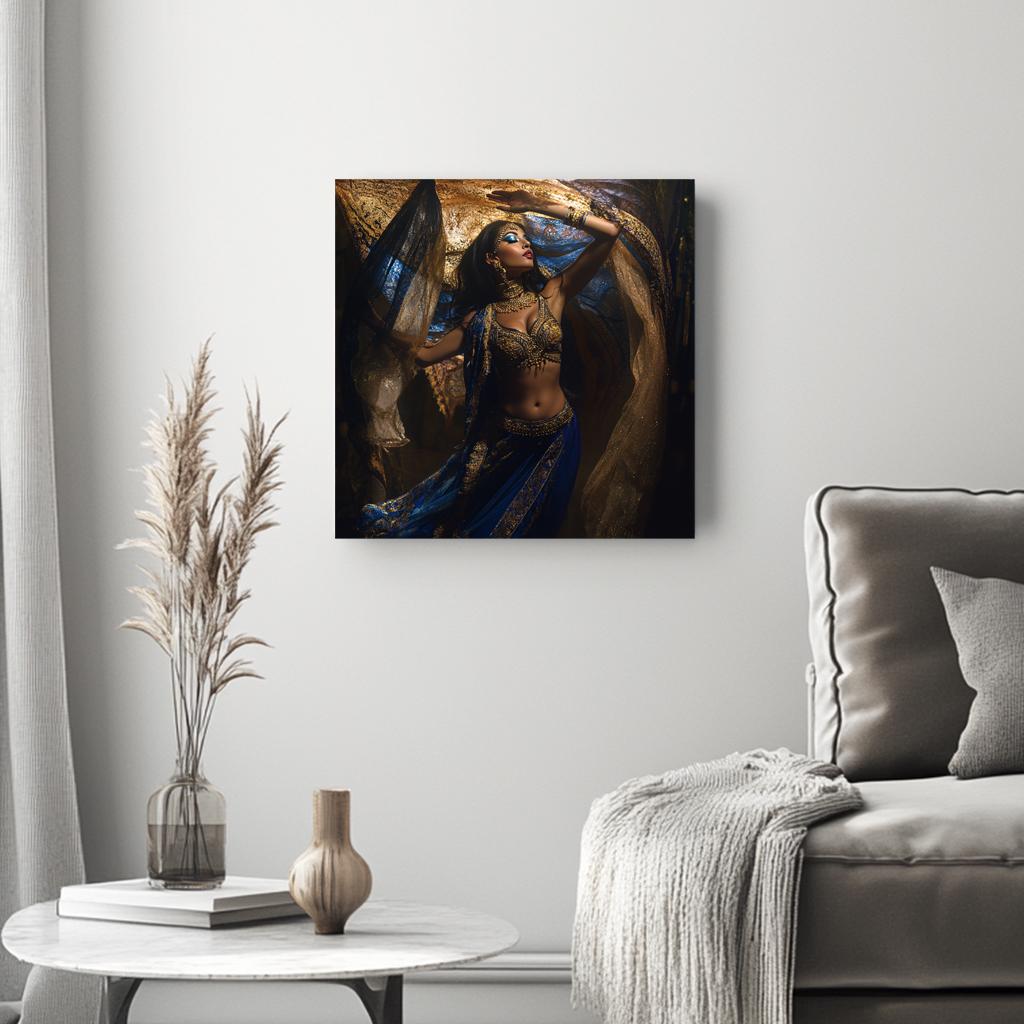 Sapphire Reveries II Belly Dance Canvas Art 16 in x 16 in