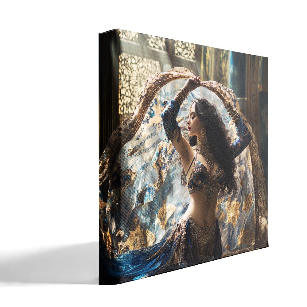 Sapphire Reveries III Belly Dance Canvas Art 16 in x 16 in
