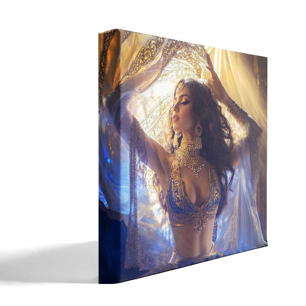 Sapphire Reveries IV Belly Dance Canvas Art 16 in x 16 in