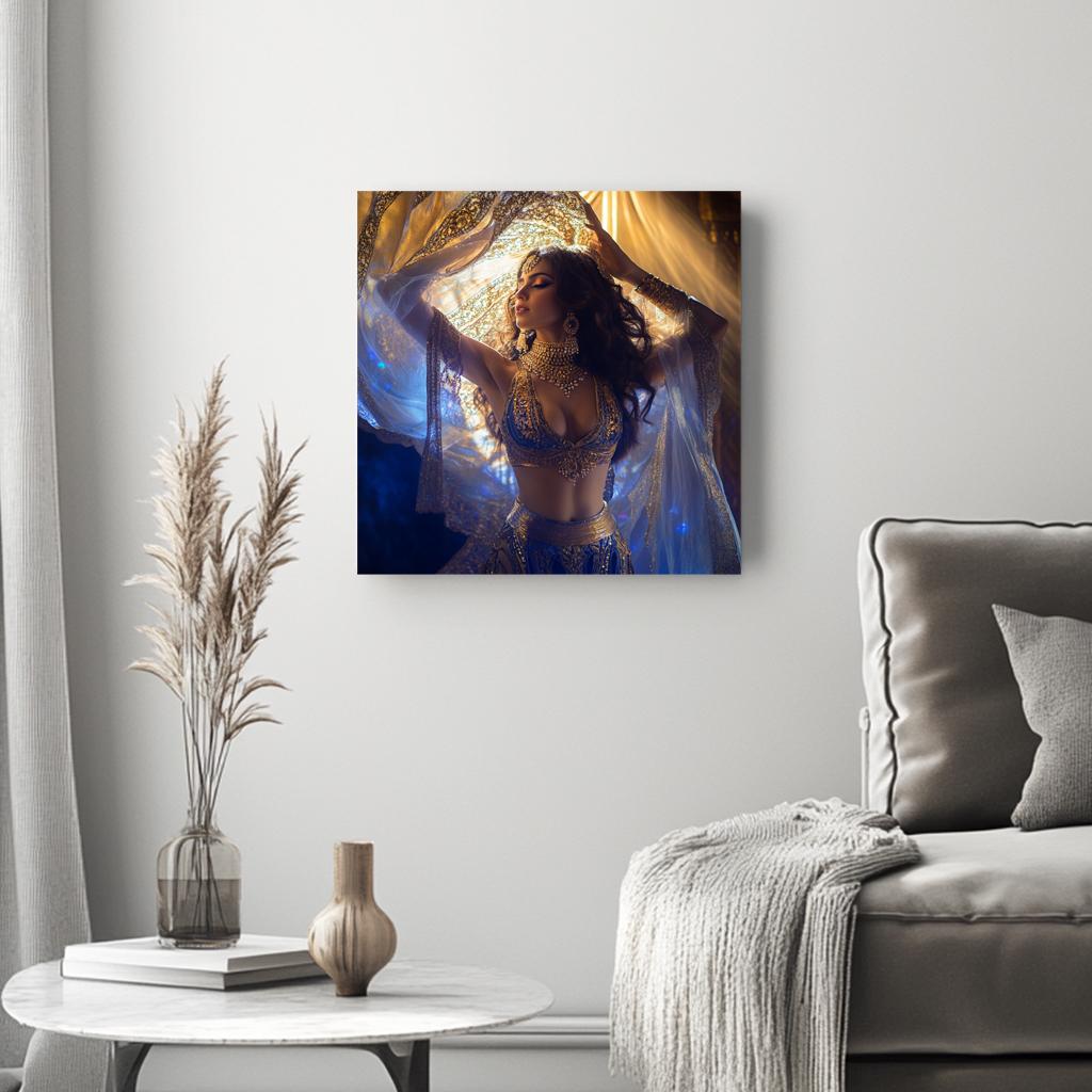 Sapphire Reveries IV Belly Dance Canvas Art 16 in x 16 in