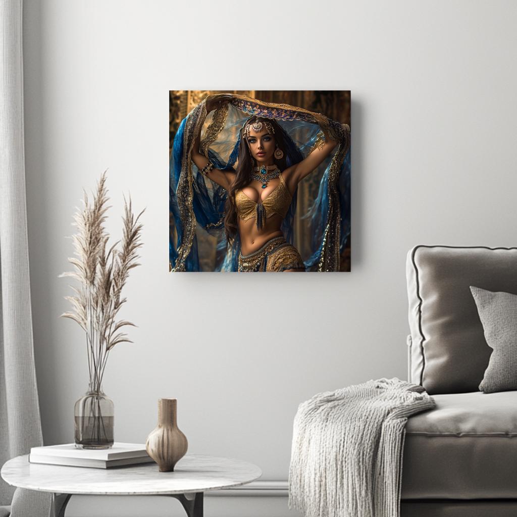 Sapphire Reveries V Belly Dance Canvas Art 16 in x 16 in