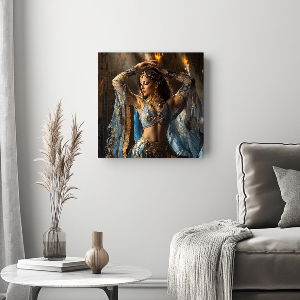 Sapphire Reveries VI Belly Dance Canvas Art 16 in x 16 in