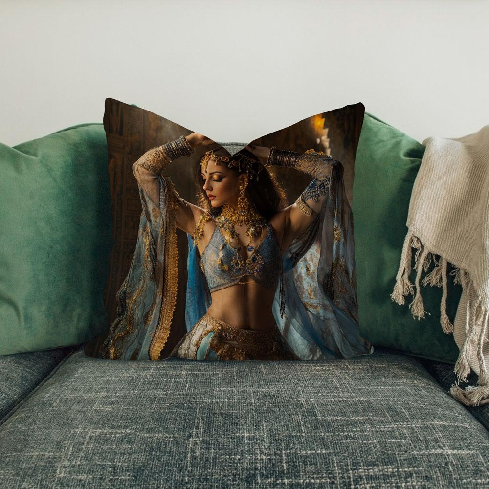 Sapphire Reveries Vi Belly Dance Throw Pillow 18 in x 18 in