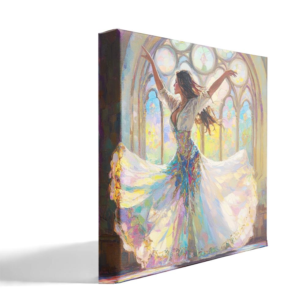 Springtime Oil Pastel I Belly Dance Canvas Art 16 in x 16 in
