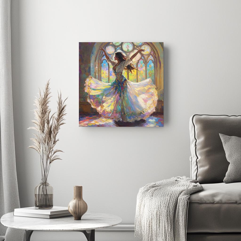 Springtime Oil Pastel I Belly Dance Canvas Art 16 in x 16 in