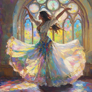 Springtime Oil Pastel I Watercolor Purple - Belly Dance Art Download