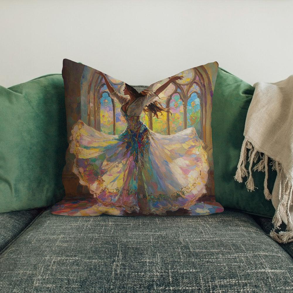 Springtime Oil Pastel I Belly Dance Throw Pillow 18 in x 18 in