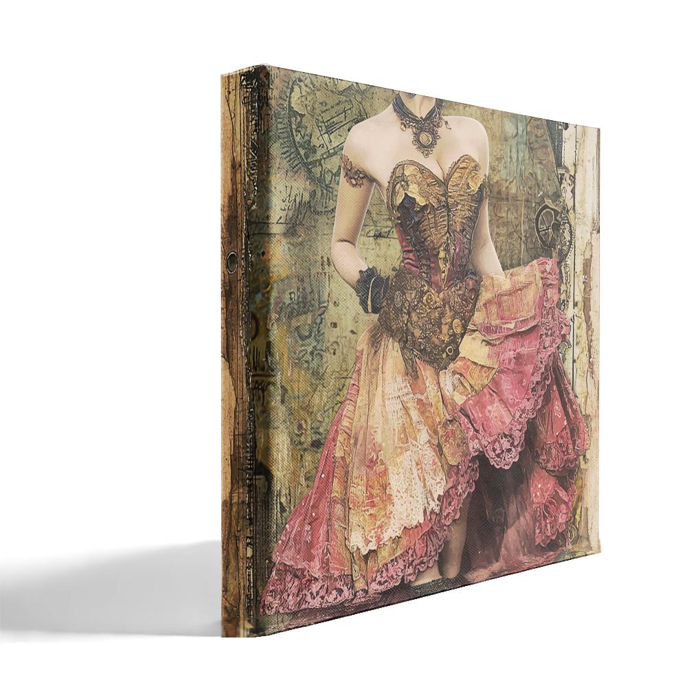Steampunk Mixed Media I Belly Dance Canvas Art 16 in x 16 in