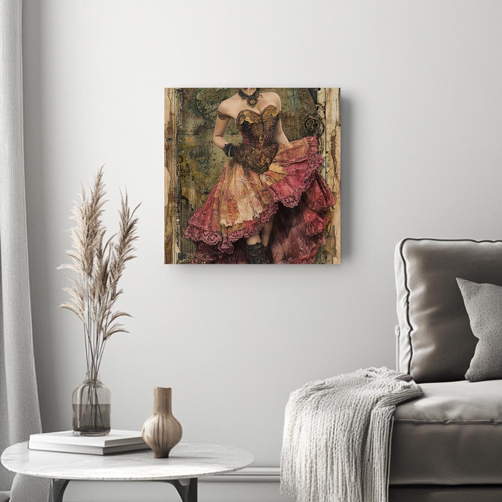 Steampunk Mixed Media I Belly Dance Canvas Art 16 in x 16 in