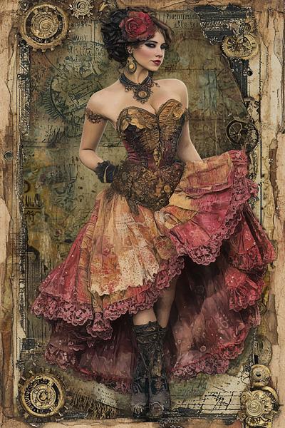 Steampunk Mixed Media I Watercolor Purple - Belly Dance Art Download